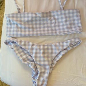 Light blue/ Grey gingham bikini set